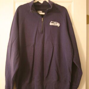 Seattle Seahawks Men's Quarter Zip Sweatshirt, Size XXLarge, Navy Blue